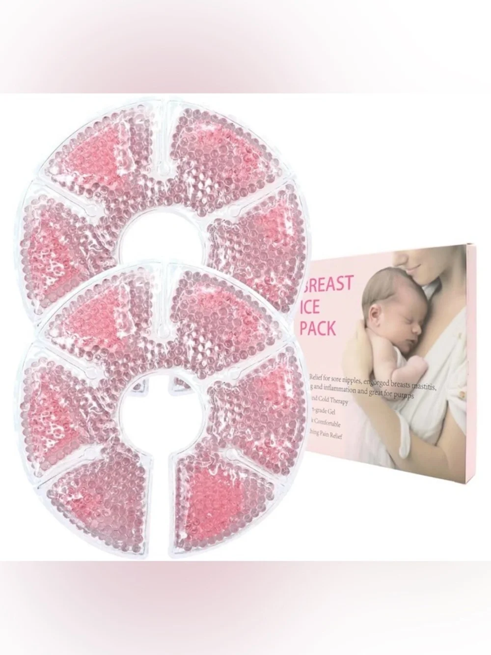 Breast Ice Pack - Soothing Cold/Hot Therapy (Pink/White) NWOT